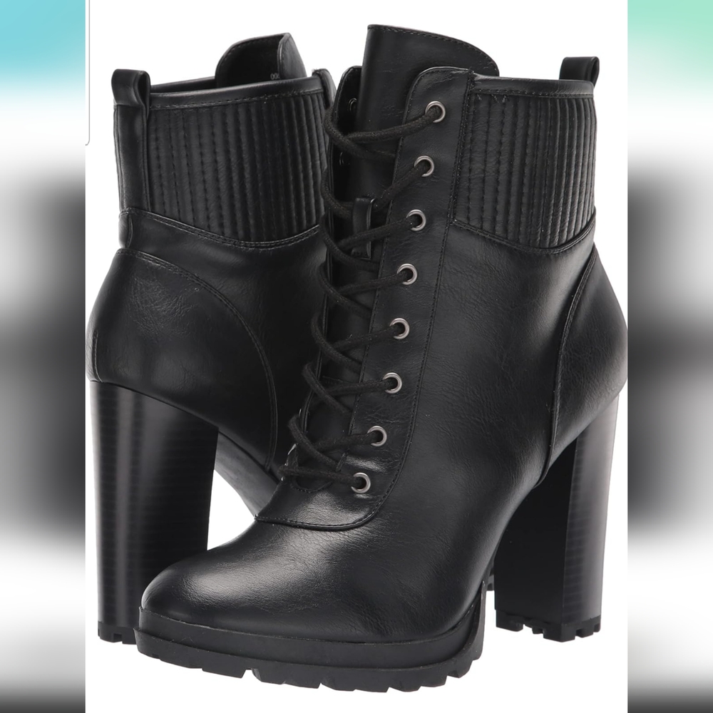 Seven Dials Hugo Black Tall Lace upper Lug Combat Boots 10 M